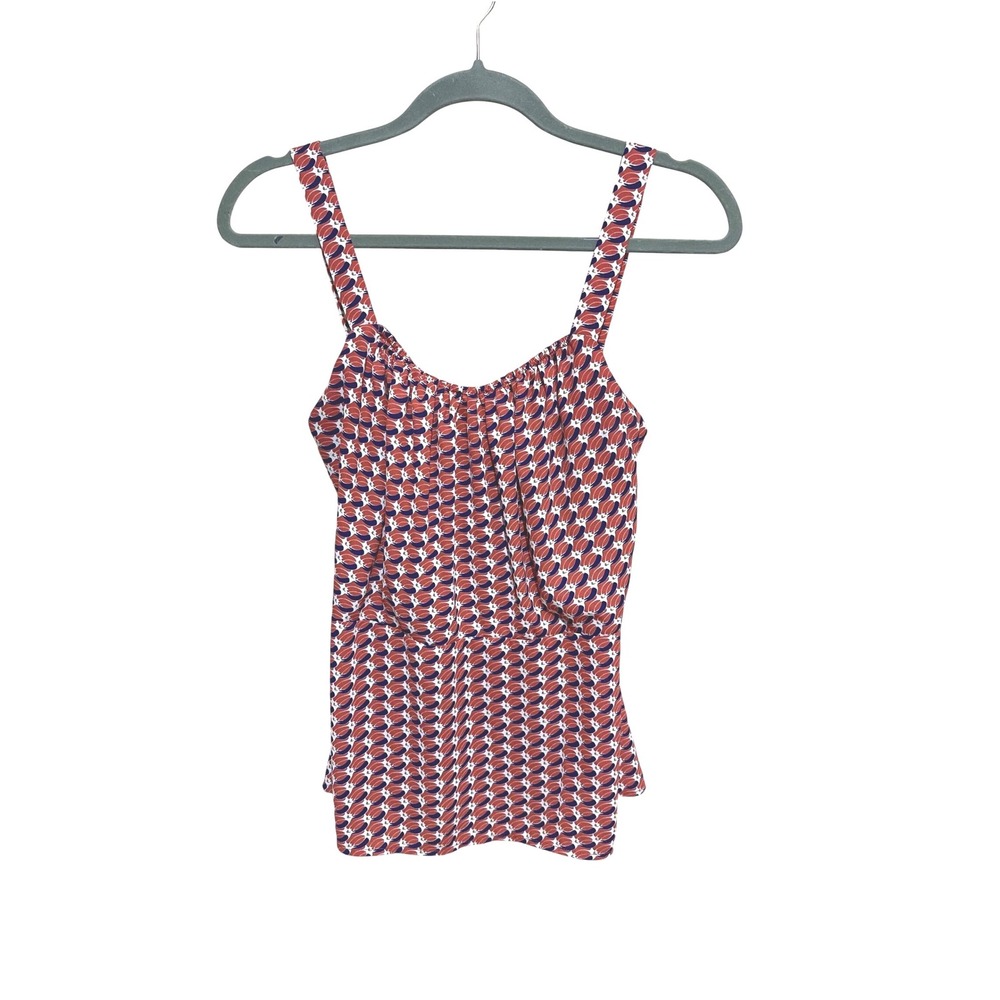 Cabi Dream Day Orange Navy Floral Camisole Top Smocked Size 8 Cottagecore Retro